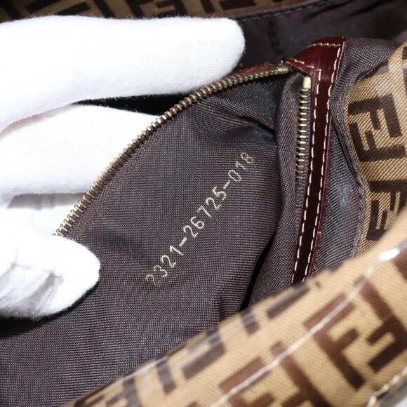 FENDI Zucchino Canvas Mamma Baguette Shoulder Bag Beige Gold Auth ep11341 - Picture 11 of 16